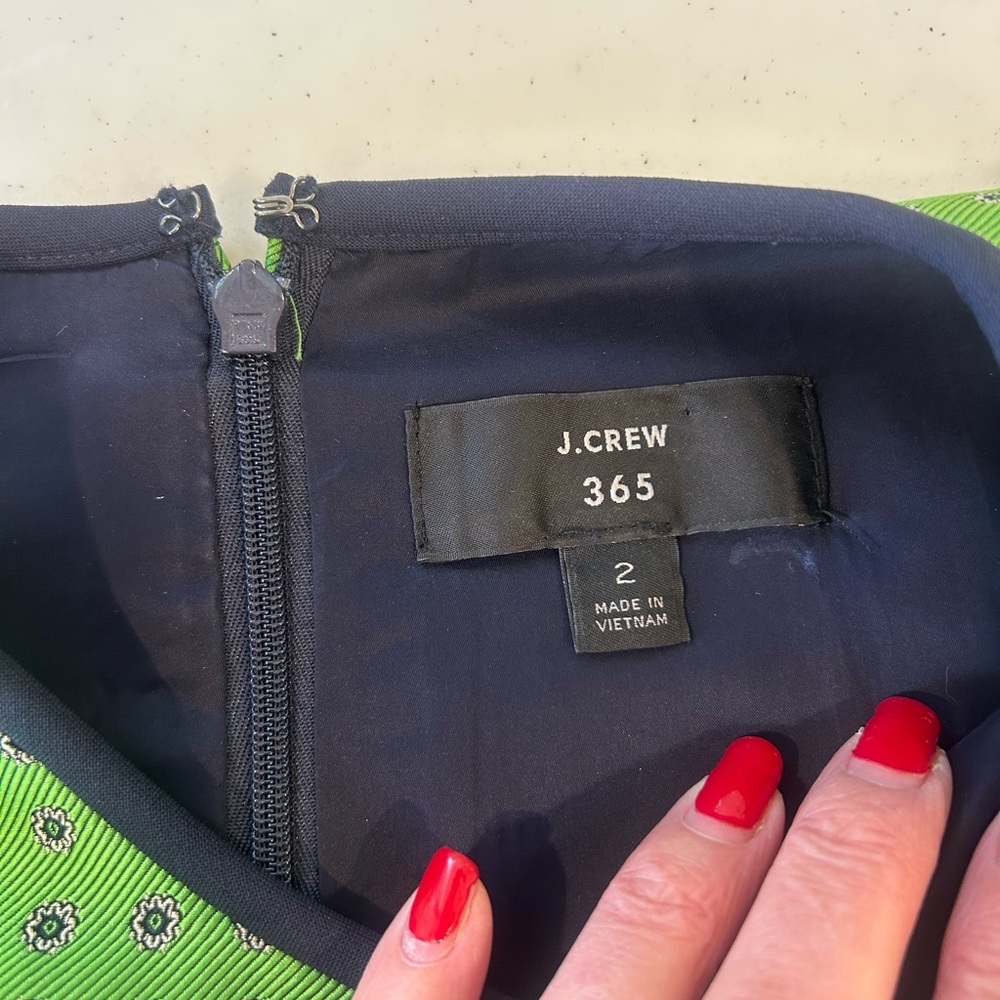 Gorgeous and colourful J. Crew Green and Navy Midi Dress❤️2 - Picture 9 of 11